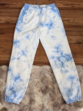 Champion Blue White Tie Dye Sweat Pants Womens Small Joggers EUC
